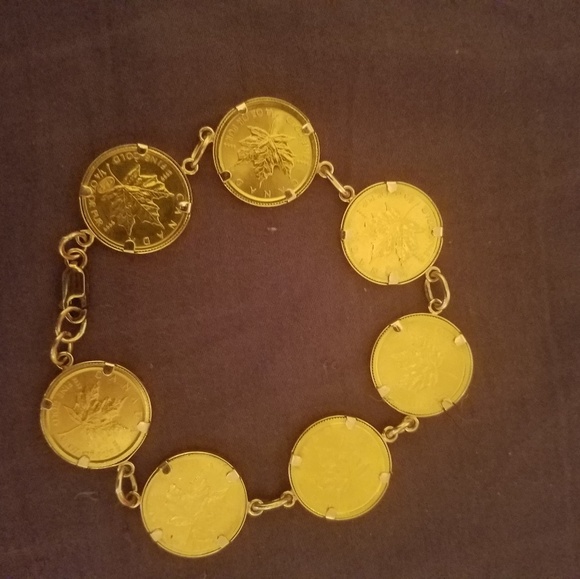 24K solid Gold Maple Leaf custom braclet - Picture 6 of 6